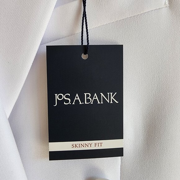 34R White Double Breasted Suit Jacket New Mens Jos A Bank Polyester Peak Lapel - Picture 5 of 17
